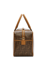 Женская темно-коричневая кожаная спортивная сумка с принтом от Fendi