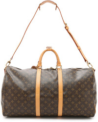 Женская темно-коричневая кожаная спортивная сумка с принтом от Louis Vuitton