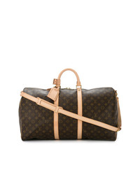 Женская темно-коричневая кожаная спортивная сумка от Louis Vuitton Vintage