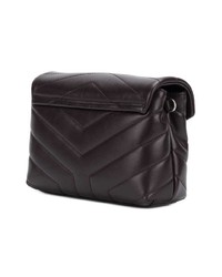 Темно-коричневая кожаная стеганая сумка через плечо от Saint Laurent