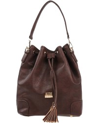 Темно-коричневая кожаная сумка-мешок