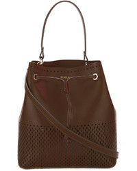 Темно-коричневая кожаная сумка-мешок от Furla