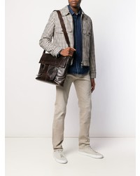 Темно-коричневая кожаная сумка почтальона от Orciani