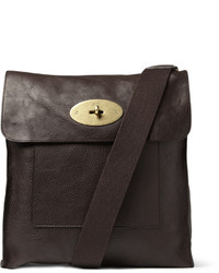 Темно-коричневая кожаная сумка почтальона от Mulberry