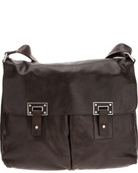 Темно-коричневая кожаная сумка почтальона от Orciani