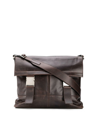 Темно-коричневая кожаная сумка почтальона от Orciani