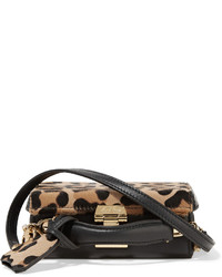 Женская темно-коричневая кожаная сумка с леопардовым принтом от MARK CROSS