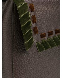 Темно-коричневая кожаная сумка-саквояж с принтом от Orciani