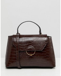 Темно-коричневая кожаная сумка-саквояж от ASOS DESIGN