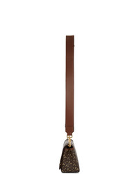 Темно-коричневая кожаная сумка через плечо с принтом от Burberry
