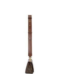 Темно-коричневая кожаная сумка через плечо с принтом от Burberry