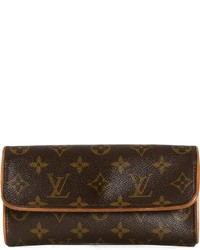 Темно-коричневая кожаная сумка через плечо с принтом от Louis Vuitton