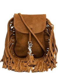 Темно-коричневая кожаная сумка через плечо от Saint Laurent