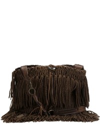 Женская темно-коричневая кожаная сумка от Dolce & Gabbana