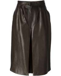 Темно-коричневая кожаная юбка