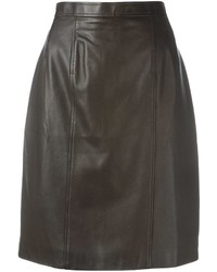 Темно-коричневая кожаная юбка от Chanel