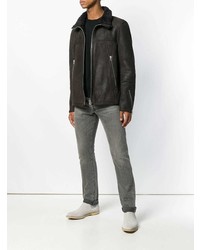 Мужская темно-коричневая короткая дубленка от Drome