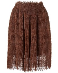 Темно-коричневая кружевная юбка со складками от Ermanno Scervino