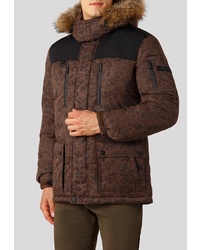 Мужская темно-коричневая куртка-пуховик с камуфляжным принтом от FiNN FLARE