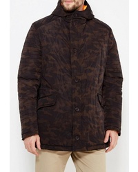 Мужская темно-коричневая куртка-пуховик с камуфляжным принтом от Young & Rich