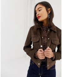 Женская темно-коричневая куртка-рубашка от New Look