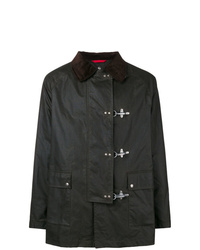 Темно-коричневая куртка с воротником и на пуговицах от Fay
