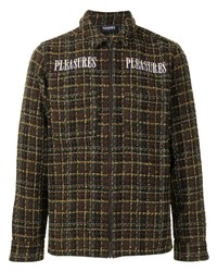 Темно-коричневая куртка харрингтон в шотландскую клетку от Pleasures