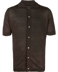 Мужская темно-коричневая льняная рубашка с коротким рукавом от Dell'oglio