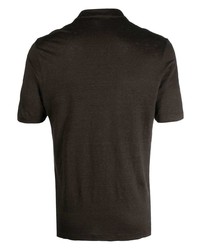 Мужская темно-коричневая льняная футболка-поло от Lardini