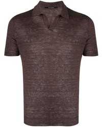 Мужская темно-коричневая льняная футболка-поло от Tagliatore