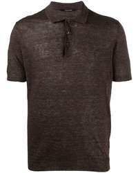 Мужская темно-коричневая льняная футболка-поло от Tagliatore