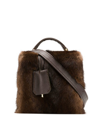 Темно-коричневая меховая сумка через плечо от Natasha Zinko