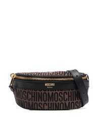 Мужская темно-коричневая поясная сумка из плотной ткани от Moschino