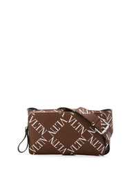 Мужская темно-коричневая поясная сумка из плотной ткани от Valentino