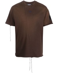 Мужская темно-коричневая рваная футболка с круглым вырезом от A-Cold-Wall*