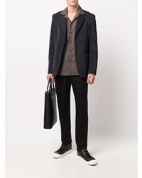 Мужская темно-коричневая рубашка с длинным рукавом в горошек от Costumein