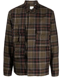 Мужская темно-коричневая рубашка с длинным рукавом в шотландскую клетку от Paul Smith