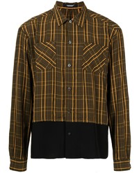 Мужская темно-коричневая рубашка с длинным рукавом в шотландскую клетку от UNDERCOVE