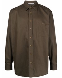 Мужская темно-коричневая рубашка с длинным рукавом от Acne Studios