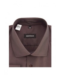 Мужская темно-коричневая рубашка с длинным рукавом от Berthier