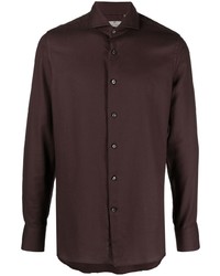 Мужская темно-коричневая рубашка с длинным рукавом от Canali