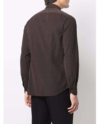 Мужская темно-коричневая рубашка с длинным рукавом от Xacus