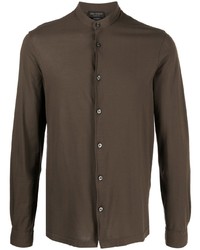 Мужская темно-коричневая рубашка с длинным рукавом от Dell'oglio