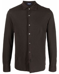 Мужская темно-коричневая рубашка с длинным рукавом от Drumohr