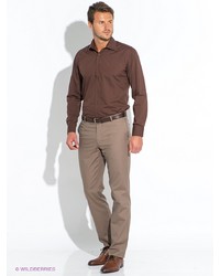 Мужская темно-коричневая рубашка с длинным рукавом от Favourite
