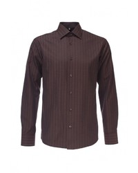 Мужская темно-коричневая рубашка с длинным рукавом от GREG