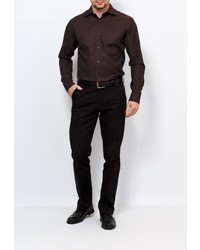 Мужская темно-коричневая рубашка с длинным рукавом от GREG