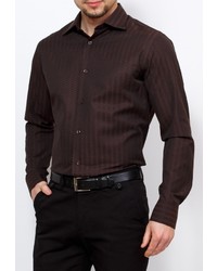 Мужская темно-коричневая рубашка с длинным рукавом от GREG
