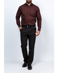 Мужская темно-коричневая рубашка с длинным рукавом от GREG