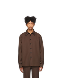 Мужская темно-коричневая рубашка с длинным рукавом от Gucci